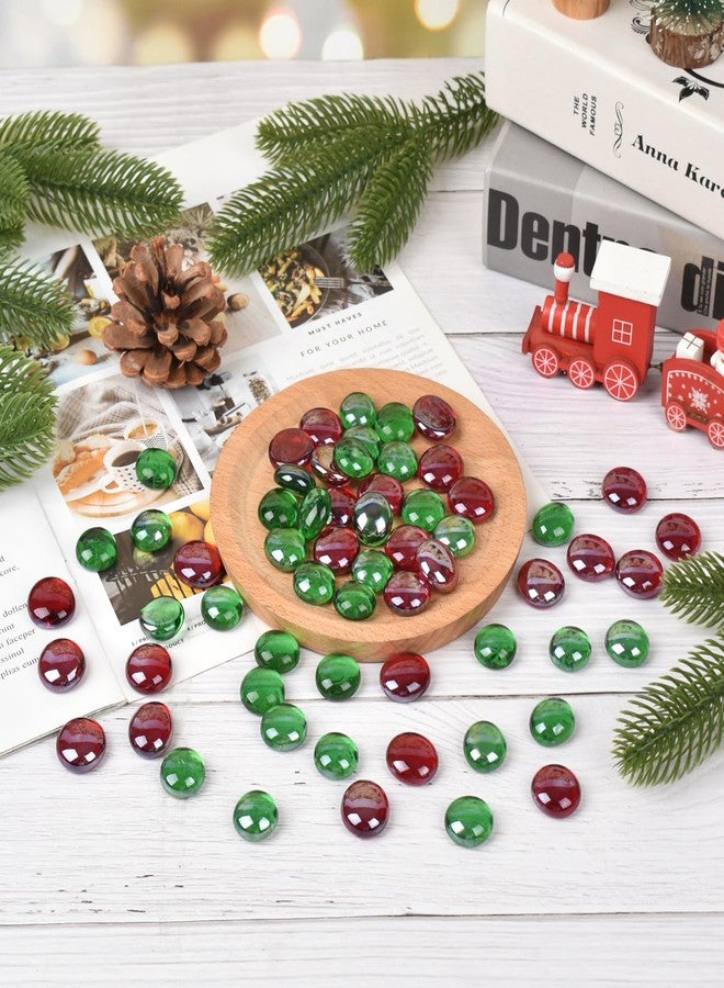 Luckforest Christmas Flat Glass Marbles, 1Lb Red and Green Glass Gem for Vase Filler, Crafts, Aquarium Pebbles, Fish Tank Decor, Party Table Scatter - Image 2
